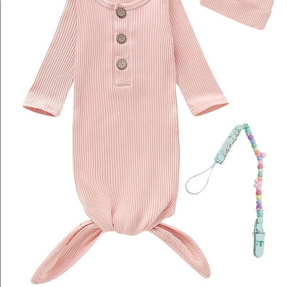 Morygooder Newborn baby cotton nightgown knotted sleeper coming home outfit - Picture 2 of 2